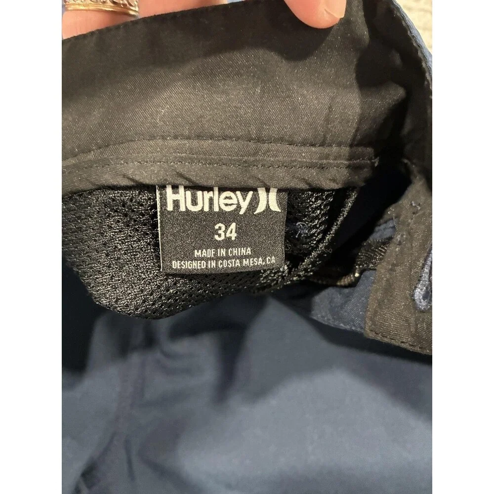 Hurley Shorts Mens 34 Blue Microfiber Chino Walkshort Golf Stretch 10 Inseam